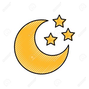 cute moon with stars